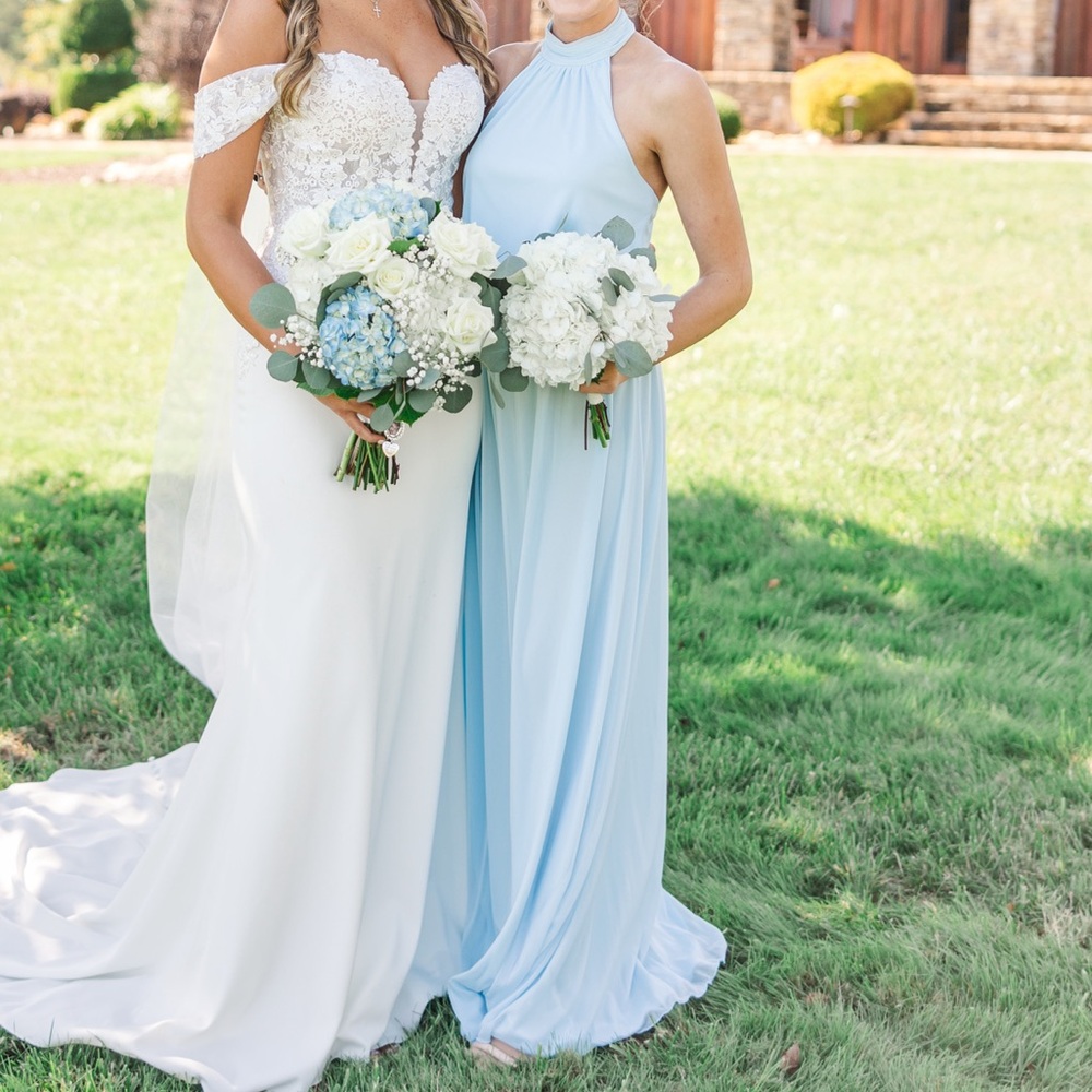 Azazie Light Blue Halter bridesmaid Dress